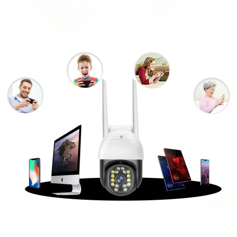 Beveiligingscamera buiten 1080P IP65 nachtzicht 15 m bewegingsdetectie wit WiFi