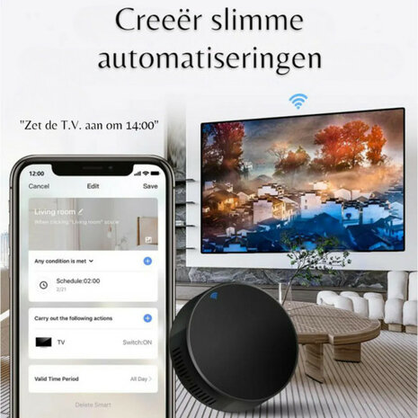 Universele IR-afstandsbediening, wit, WiFi 2.4GHz, app-bediening, zelflerende functie