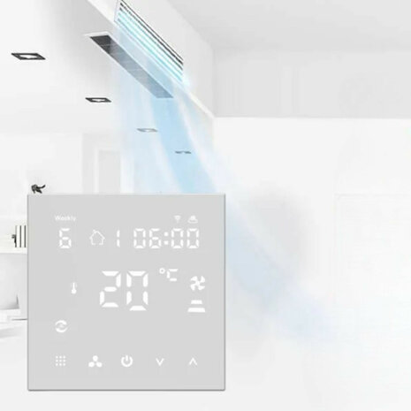 Inbouw thermostaat met touchscreen, Tuya Smart Life, 4-draads 230V, wit