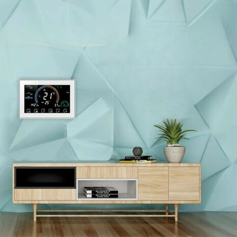 Thermostaat voor elektrische vloerverwarming en infraroodpanelen met WiFi en touchscreen (wit)