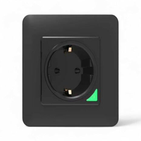 Inbouw stopcontact voor thuis met wifi bediening en spraakbesturing zwart
