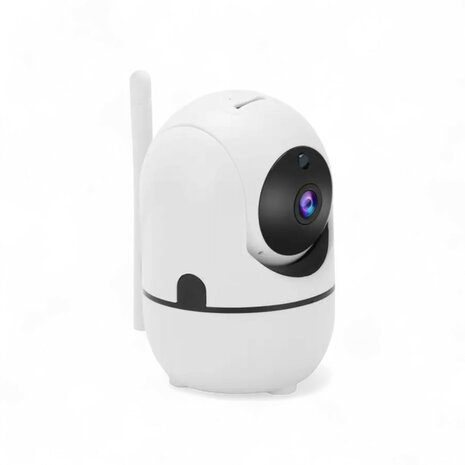Beveiligingscamera voor binnen 1080P HD 360&deg; draaibaar, nachtzicht 10 m, wit