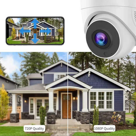 Beveiligingscamera dome 4MP voor plafondmontage, wit, met nachtzicht en Tuya-app
