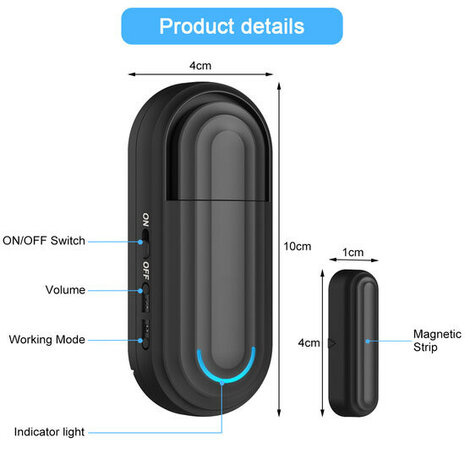 Deur- en raamsensor Wifi 2.4GHz Tuya Smart Life Zwart