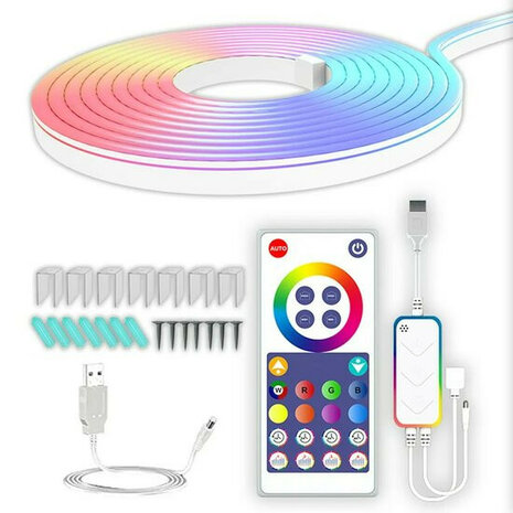 LED-strip 5 meter met IP67 waterdichte siliconen behuizing en RGB multicolor