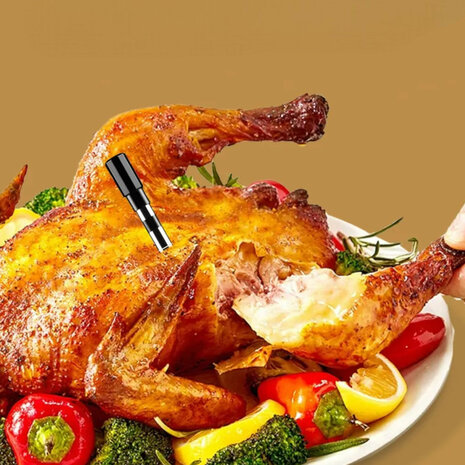 Draadloze BBQ vleesthermometer Bluetooth met 150 m bereik en LCD-display grijs