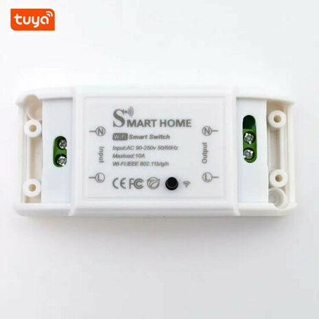 Slimme WiFi schakelaar voor inbouw en opbouw, 10A/2200W, Tuya/Smart Life app