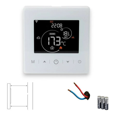 Opbouw thermostaat WiFi touchscreen 2‑draads voor Aan/Uit-ketels, wit