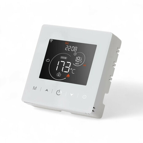 Opbouw thermostaat WiFi touchscreen 2‑draads voor Aan/Uit-ketels, wit