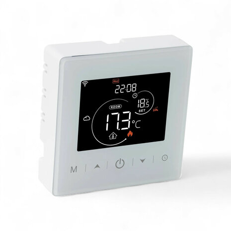 Opbouw thermostaat WiFi touchscreen 2‑draads voor Aan/Uit-ketels, wit