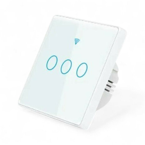 Touch WiFi lichtschakelaar 3-knops wit gehard glazen paneel