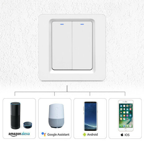 Zigbee 2-voudige inbouw lichtschakelaar zonder nuldraad (wit)