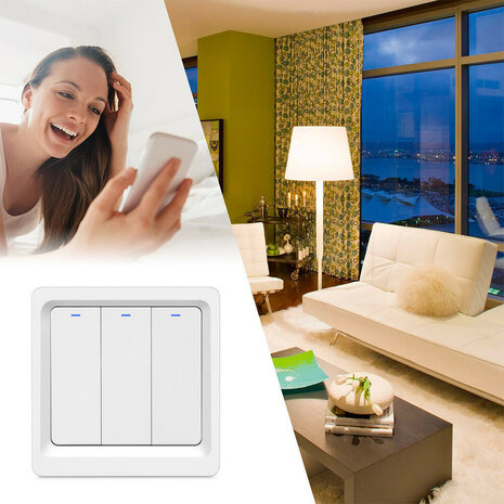 3-voudige slimme inbouw lichtschakelaar Zigbee met Tuya Smart Life bediening (wit)