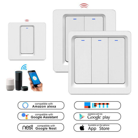 3-voudige slimme inbouw lichtschakelaar Zigbee met Tuya Smart Life bediening (wit)
