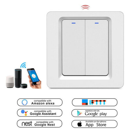 3-voudige slimme inbouw lichtschakelaar Zigbee met Tuya Smart Life bediening (wit)