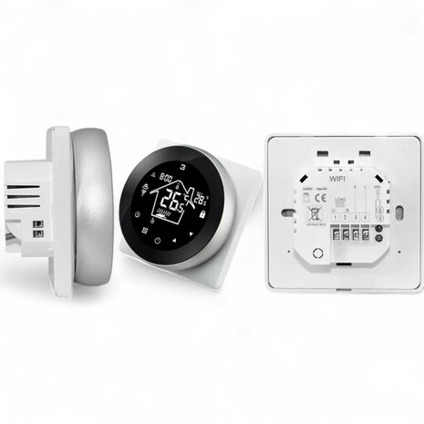 Slimme wifi inbouw thermostaat voor elektrische vloerverwarming met touchscreen, wit
