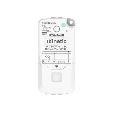 Draadloze wandschakelaar voor verlichting met kinetische voeding en dimfunctie