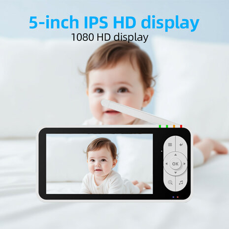 Babyfoon met camera 1080p WiFi, huildetectie, nachtzicht en tweerichtingsaudio