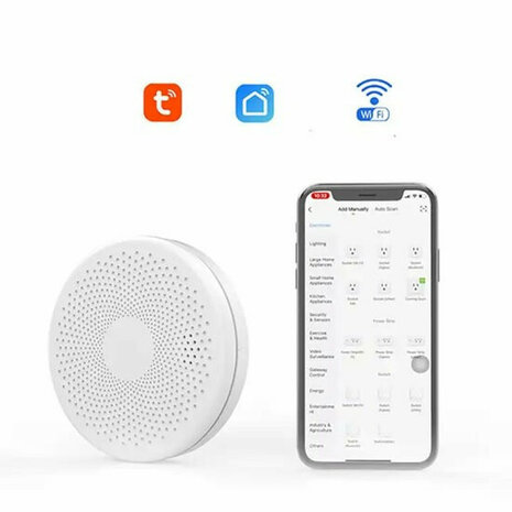 Rookmelderset en koolmonoxidemelder met WiFi en Tuya Smart Life (Wit)