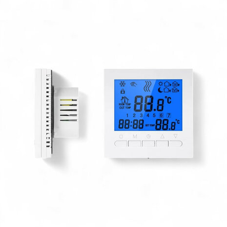 Thermostaat voor cv met touchscreen, inbouw, 2-draads, programmeerbaar, wit