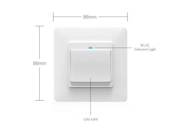 Slimme witte WiFi lichtschakelaar voor inbouw met controleverlichting
