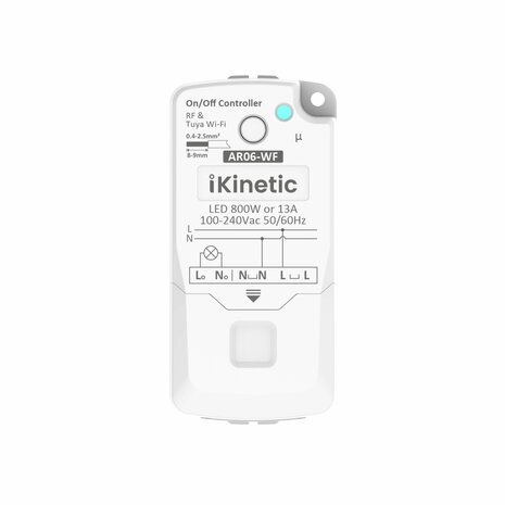 Draadloze wandschakelaar voor verlichting met kinetische voeding en RF 433 MHz communicatie