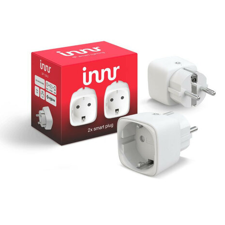 Slimme tussenstekker voor smart home systeem met app bediening en Hue compatibiliteit wit 2 pack