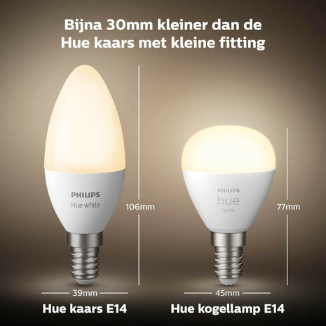 Kogellamp voor slimme verlichting met E14 fitting warm wit licht dimbaar Bluetooth Zigbee 3.0 per 2 stuks