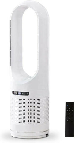Witte luchtkoeler met verwarming en bladloze ventilator
