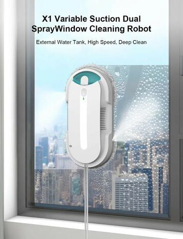 Raamrobot met appbediening, gyroscoopnavigatie en sproeifunctie, wit