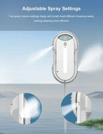 Raamrobot met appbediening, gyroscoopnavigatie en sproeifunctie, wit
