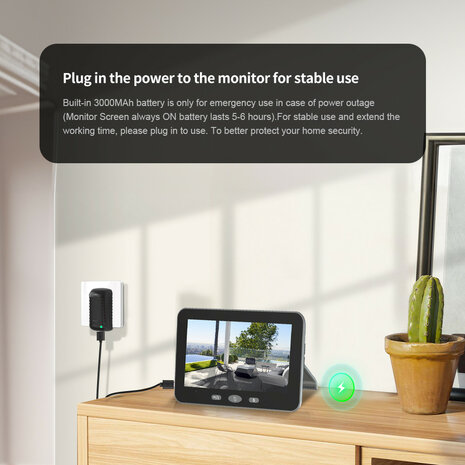 Video deurbel met Wifi en Tuya-app, batterijvoeding 5000 mAh, IP65 (zilver)